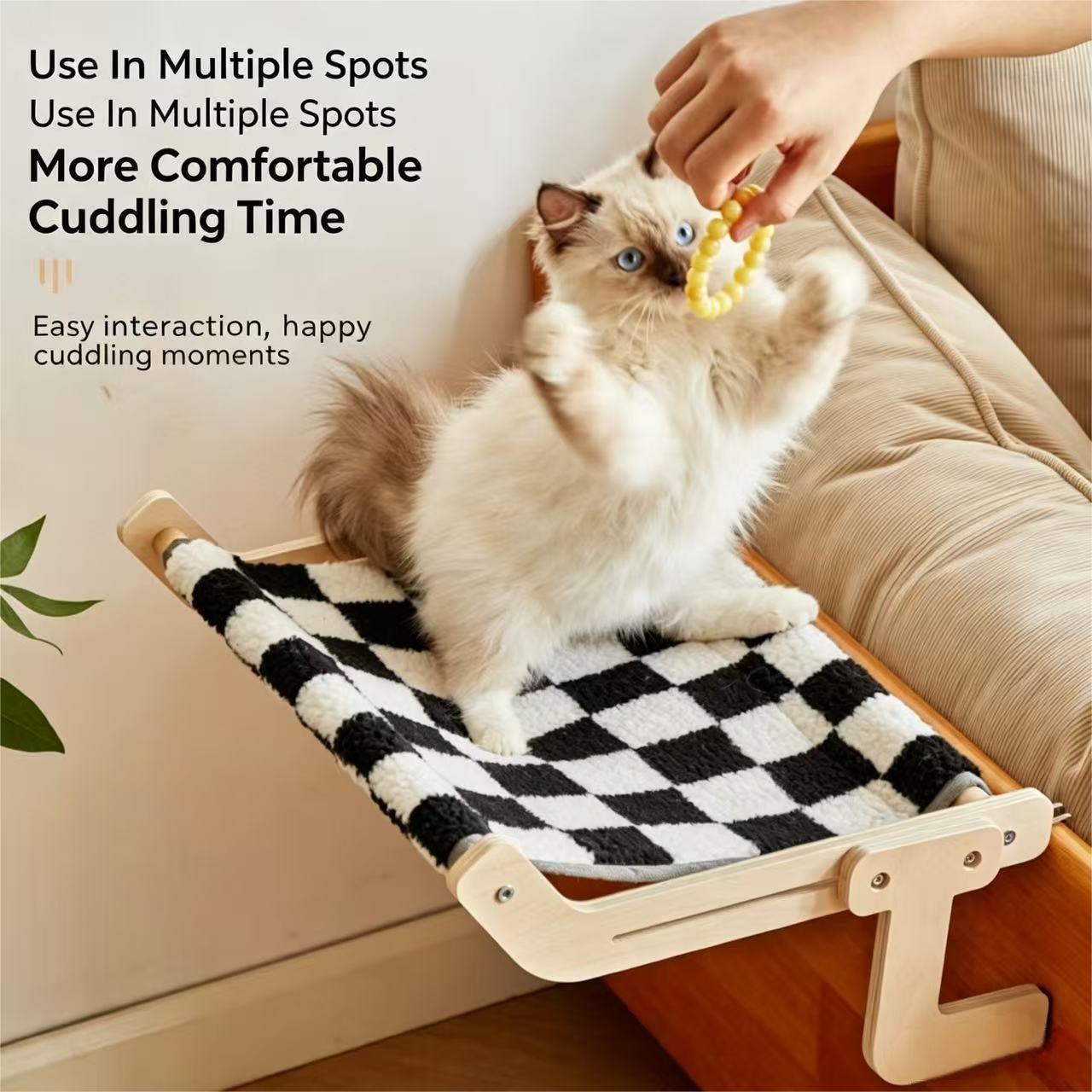 Cat Window Perch - Cama Suspensa Ajustável de Madeira para